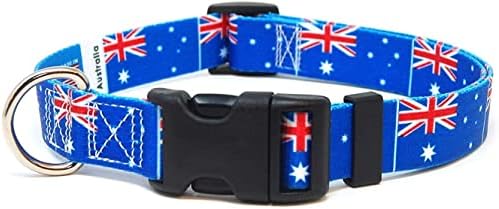 צווארון כלבים באוסטרליה | דגל אוסטרליה | אבזם שחרור מהיר | מיוצר ב- NJ, ארהב | לכלבים בינוניים | רוחב